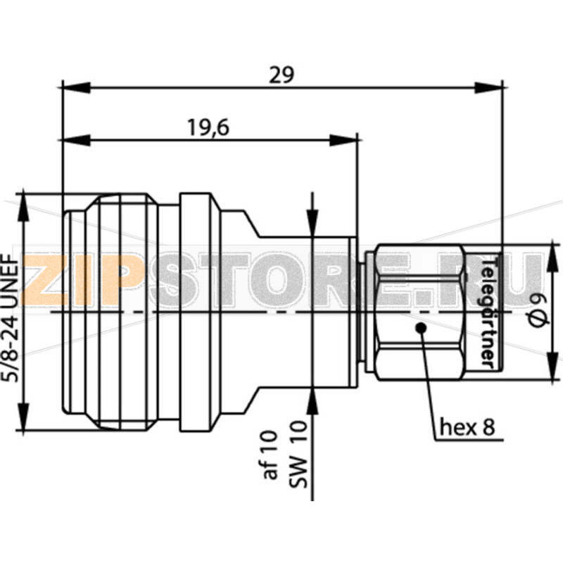 Разъем коаксиальный, гнездо N, обратный штекер SMA, 1 шт Telegärtner J01027R0000 