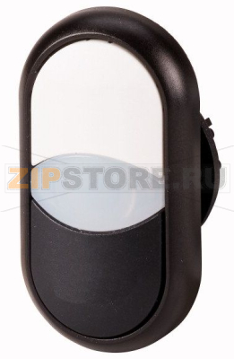 Кнопка сдвоенная с сигнальной лампой, без фиксации, белая+черная Eaton M22S-DDL-WS 