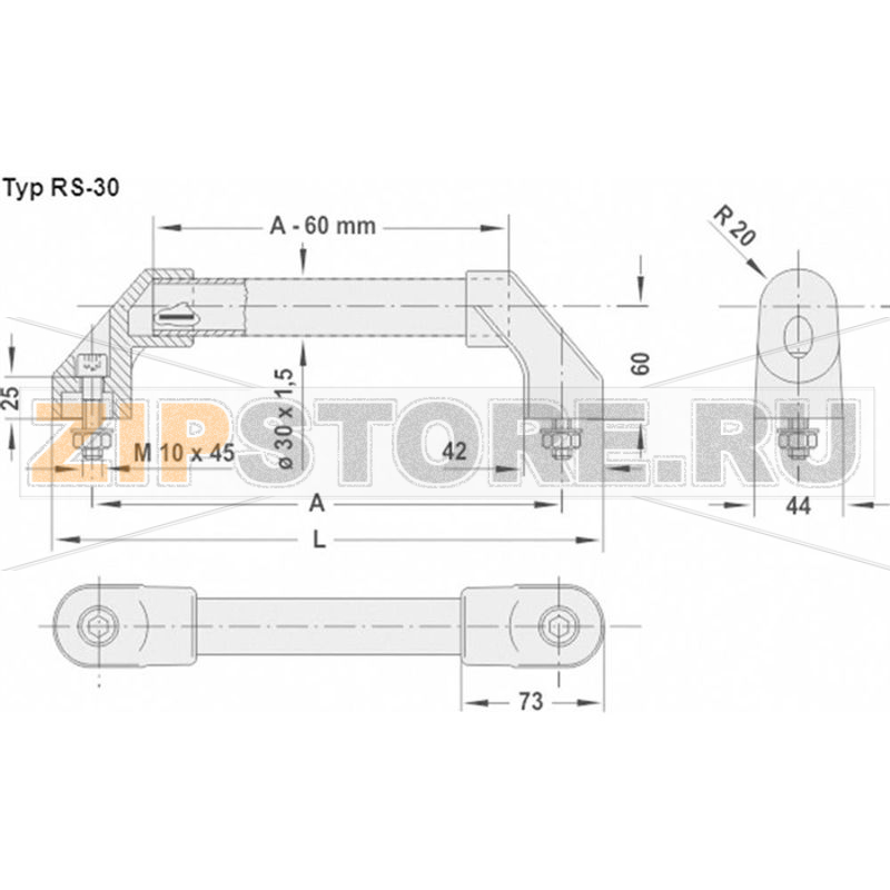 Ручка корпусная, серебряная, 444х44 мм, 1 шт Rohde RS-30.400.62 