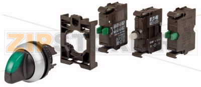 Переключатель 3-позиц. зеленый с подсветкой, 1НО, 24В DC Eaton M22-WRLK3-G-2K10LED-BVP 