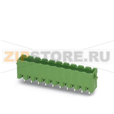Ответная часть разъема Phoenix Contact MSTBVA 2,5/15-G-5,08-RN Номинальный ток: 12 А, Расчетное напряжение (III/2): 320 В, Полюсов: 15, Размер шага: 5,08 мм, Цвет: зеленый, Поверхность контакта: олово, Монтаж: пайка, Изделие с соединительными выступами.Минимальный заказ: 50 шт.Упаковка: 50 шт.