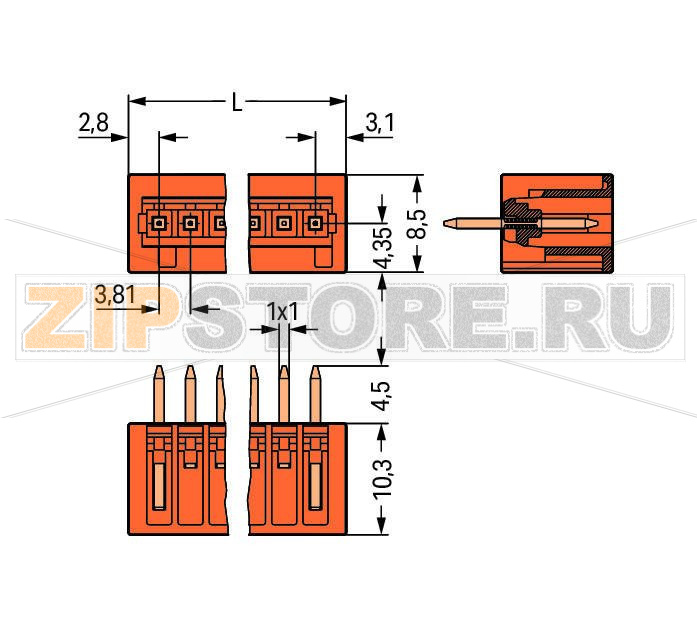 MCS MINI Вилка THT; 1.0 x 1.0 mm solder pin; прямые; 100% защита от неправильного подсоединения; Шаг контактов 3,81 мм; 3-пол.; оранжевые Wago 734-233 Сечение контактов 1 x 1 мм позволяет проводить ток до 10 A100% защита от неправильного подсоединенияВозможны варианты кодировки...