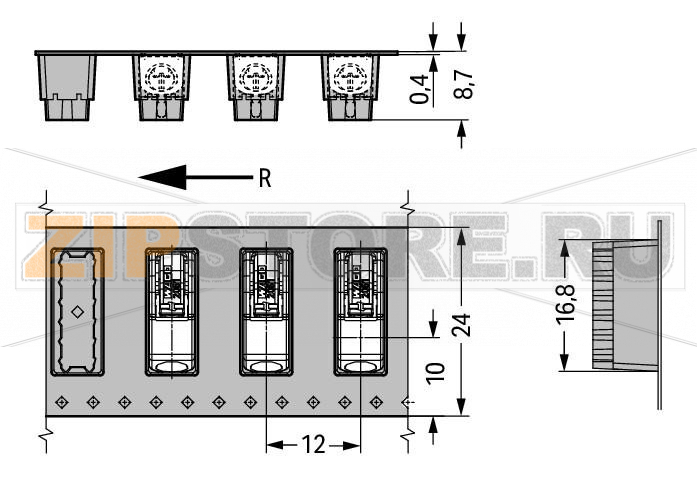 Клемма THR на печатную плату; нажимная кнопка; 1,5; Шаг контактов 6 мм; 1-пол.; Push-in CAGE CLAMP®; упаковка в ленте на бобине; 1,50 mm; белые Wago 2061-1641/998-404 THR PCB terminal blocks with Push-in CAGE CLAMP® connection technology and push-buttonsPush-in termination of solid and ferruled conductorsConvenient termination/removal of fine-stranded conductors via push-buttonsJust 5.6 mm tallAvailable in tape-and-reel packaging for automated assemblyAlso suitable for wave solderingAssemble terminal blocks without pole loss...