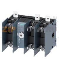 Выключатель-разъединитель с предохранителями 3KF SITOR, 250 A, типоразмер 3, 3-пол., для ножевых предохр. типоразмер 0 и 1 для полупроводниковой защиты, фронт.управл.механизм, по центру, баз.устр-во без ручки, плоские клеммы, без предохранителей Siemens 3