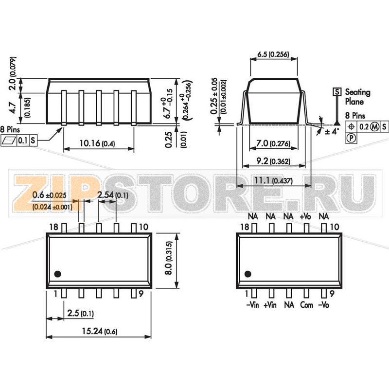 Преобразователь DC/DC, SMD-монтаж, ±12 V/DC, 40 mA, 1 W Traco Power TSM 1212D 