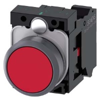 КНОПКА, 22MM, КРУГЛАЯ, ПЛАСТИК С МЕТАЛЛИЧЕСКИМ ФРОНТАЛЬНЫМ КОЛЬЦОМ, КРАСНАЯ, ПЛОСКАЯ КНОПКА, КОНТАКТЫ МГНОВЕННОГО ДЕЙСТВИЯ, С ДЕРЖАТЕЛЕМ, 1NC,  ПРУЖИННЫЕ КЛЕММЫ, С ГРАВИРОВКОЙ ЛАЗЕРОМ, SYMBOL NUMBER ACC. TO, ISO7000 OR IEC60417 Siemens 3SU1130-0AB20-3CA0-