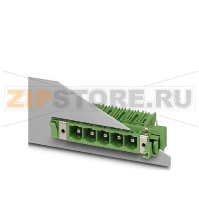 Ответная часть разъема Phoenix Contact DFK-PC 6-16/ 3-GF-SH-10,16 Номинальный ток: 76 А, Расчетное напряжение (III/2): 1000 В, Полюсов: 3, Размер шага: 10,16 мм, Цвет: зеленый, Поверхность контакта: Серебро, Монтаж: пайка.Минимальный заказ: 10 шт.Упаковка: 10 шт.