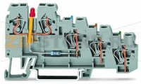 4-conductor sensor terminal block; LED (red); for PNP-(high-side) switching sensors; 2.5 mm; CAGE CLAMP®; 2,50 mm; gray Wago 270-570/281-434