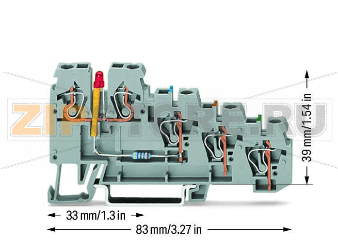 4-conductor sensor terminal block; LED (red); for PNP-(high-side) switching sensors; 2.5 mm; CAGE CLAMP®; 2,50 mm; gray Wago 270-570/281-434 