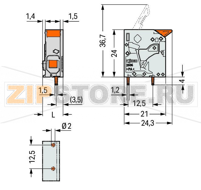Клемма на печатную плату; рычаг; 3; Шаг контактов 7,5 мм; 1-пол.; Push-in CAGE CLAMP®; 6,00 mm; серые Wago 2606-1101 PCB terminal blocks with lever-actuated Push-in CAGE CLAMP® connectionPush-in termination of solid and ferruled conductorsIntuitive and tool-free operationSeveral clamping units can be held open simultaneously – convenient for terminating multi-core cablesTesting can be performed both parallel and perpendicular to conductor entry...