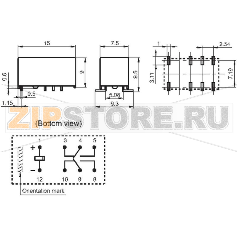 Реле электромагнитное 12 В/DC, 2 А, 1 шт Hongfa HFD3/012S 