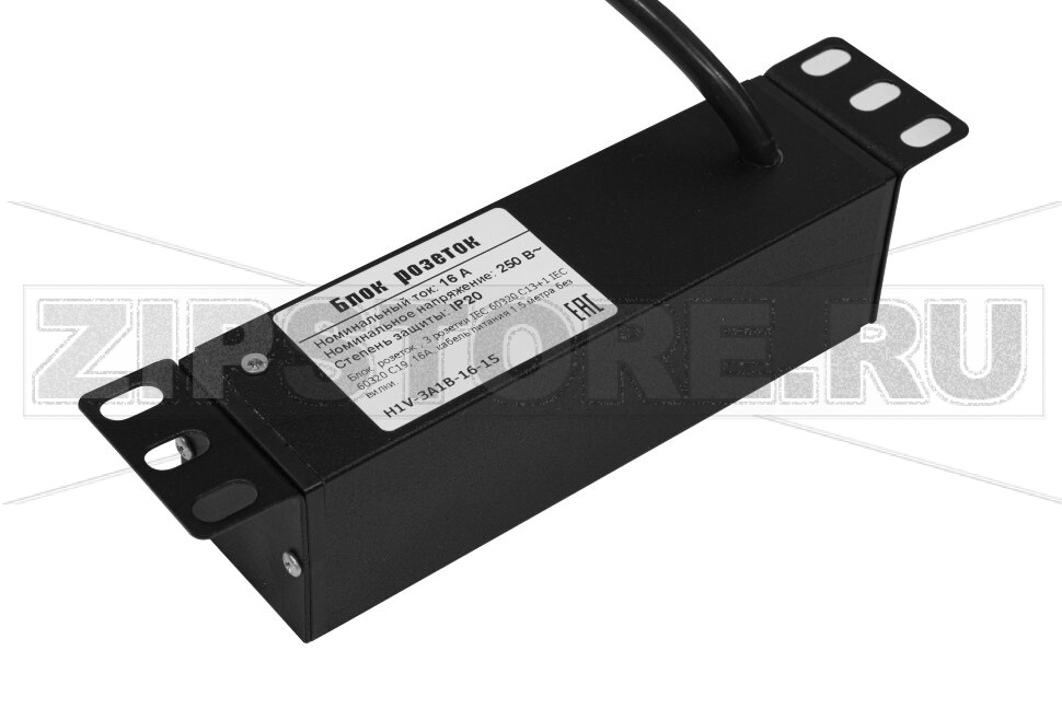 Блок розеток однофазный 16 А, вертикальный, 3 розетки C13, 1 розетка C19 Hiden H1V-3A1B-16-15 