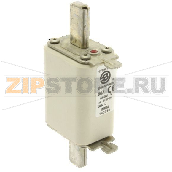 Предохранитель, 80 A, AC 660 В, 100 кА, DIN 0, aR, DIN, IEC Eaton FUSE 80A 660V DIN 0 AR 