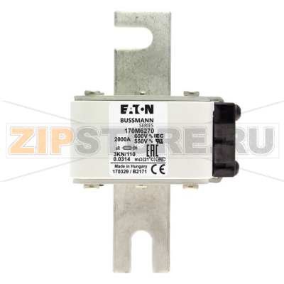 Предохранитель, 1800 A, AC 600 В, 200 кА, DIN 3, 76x92x139 мм, aR, DIN, IEC Eaton FUSE 1800A 60 