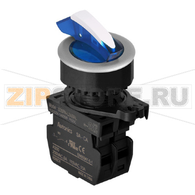 Переключатель селекторный, головка: круглая, утопленная, Ø отверстия: 30 мм Autonics S3SFN-L1AY 