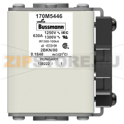 Предохранитель, 630 A, AC 1250 В, 100 кА, size 2, 61x77x81 мм, aR, IEC UL Eaton FUSE 630A 1250 