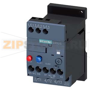 Реле перегрузки 0.22...0.32 A, для защиты электродвигателя, типоразмер S00, КЛАСС 10, отдельная установка, главная цепь: винтовые клеммы, вспом. цепь: винтовые клеммы, сброс: ручной-авто Siemens 3RU2116-0DB1 