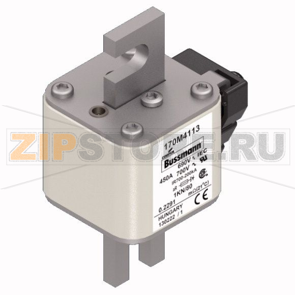 Предохранитель, 450 A, AC 690 В, 200 кА, DIN 1, 53x69x108 мм, aR, DIN, IEC Eaton FUSE 450A 690V 