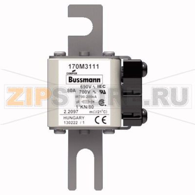 Предохранитель, 80 A, AC 690 В, 200 кА, DIN 1, 45x59x104 мм, aR, DIN, IEC Eaton FUSE 80A 690V 1 
