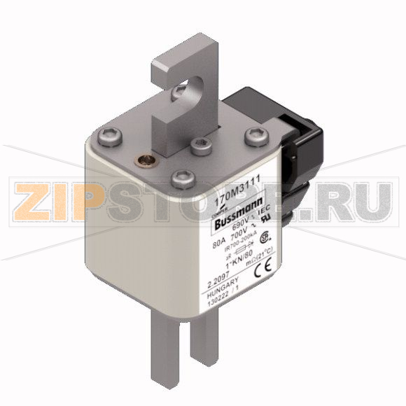 Предохранитель, 80 A, AC 690 В, 200 кА, DIN 1, 45x59x104 мм, aR, DIN, IEC Eaton FUSE 80A 690V 1 