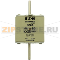 Предохранитель, 500 A, AC 500 В, 120 кА, NH3, gL/gG, IEC Eaton NH FUSE 500A 500V GG/GL SIZE 3