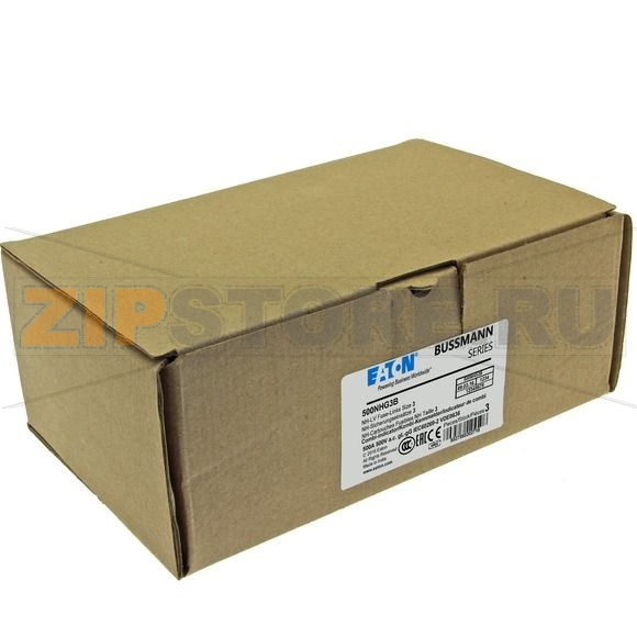 Предохранитель, 500 A, AC 500 В, 120 кА, NH3, gL/gG, IEC Eaton NH FUSE 500A 500V GG/GL SIZE 3 