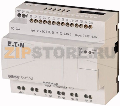 Контроллер компактный, 24VDC, 12DI (4 AI), 8 DO (T) 1AO, CAN Eaton EC4P-221-MTAX1 