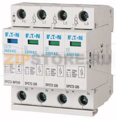 Ограничитель перенапряжения, 1+N полюс Eaton SPCT2-335-3+NPE 