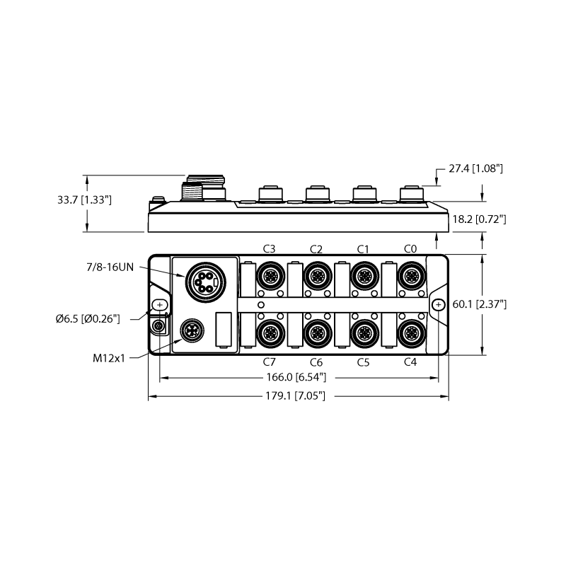 I/O-концентратор для подключения цифровых сигналов к IO-Link мастеру Turck TBIL-L5-16DXP-AUX 