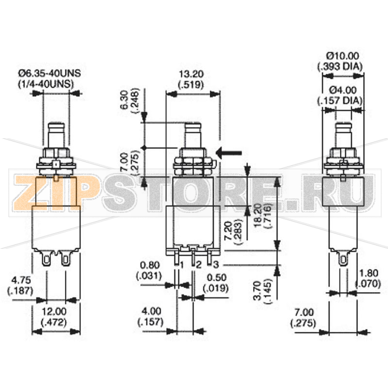 Кнопка 250 В/AC, 3 А, 2 x вкл/вкл, без фиксации, 1 шт APEM 8642A 