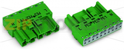 Штекер; 5-пол.; Код. Q; 4,00 mm; зеленые Wago 770-1335 Protected against mismating and maintenance-freePush-in CAGE CLAMP® spring pressure connection technology allows solid conductors to be simply pushed into a unit.Two wire connections per pole for loops or bridgesAdditional variable coding is possible....