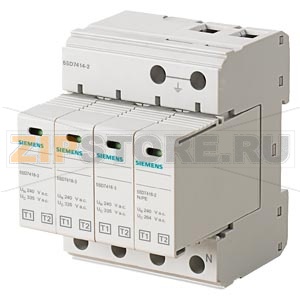 РАЗРЯДНИК МОЛНИЕЗАЩИТЫ ТИП 1, UN 240/400V, UC 335/264V A.C., PLUGGABLE PROTECTION MODULES, 3+1 CIRCUIT (TN-S, TT), WIDTH 72MM Siemens 5SD7414-2 