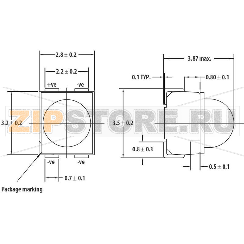 Светодиод 2300 мкд, SMD, PLCC4, красный, 30°, 50 мА, 2.2 В Avago Technologies HSMC-A430-W50M1 