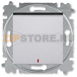 Переключатель одноклавишный с контрольной подсветкой, серебряный ABB 2CHH592545A6070 