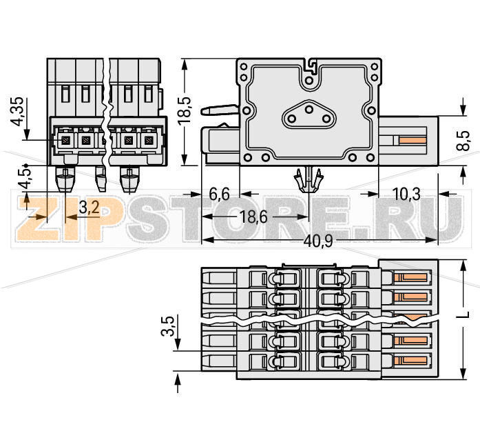 MCS MINI 2-conductor combi strip; 100% защита от неправильного подсоединения; Монтажные ножки; 1,5; Шаг контактов 3,5 мм; 5-пол.; 1,50 mm?; светло-серые Wago 734-365/008-000 