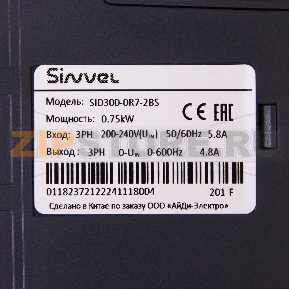 Преобразователь частоты 0.75 кВт, 1 фаза, 220 В, STO, тормозной модуль Sinvel SID300-0R7-2BS 