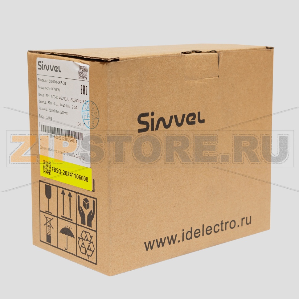 Преобразователь частоты 0.75 кВт, 3 фазы, 380 В, тормозной модуль Sinvel SID100-0R7-3B 