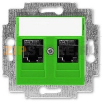 Розетка компьютерная, 2хRJ45, зелёная ABB 2CHH296118A6067