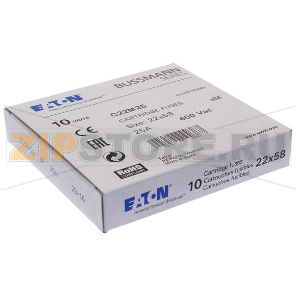 Предохранитель, 25 A, AC 690 В, 80 кА, 22x58 мм, aM, IEC Eaton CYLINDRICAL FUSE 22x58 25A AM 69 