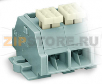 4-conductor terminal strip; 9-pole; on one side with push-buttons; with snap-in mounting feet; for plate thickness 0.6 - 1.2 mm; Fixing hole 3.5 mm O; 2.5 mm; CAGE CLAMP®; 2,50 mm; gray Wago 261-259/332-000