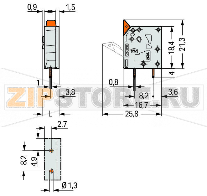 Клемма на печатную плату; рычаг; 4 mm; Шаг контактов 5 мм; 1-пол.; Push-in CAGE CLAMP®; 4,00 mm; серые Wago 2604-3101 PCB terminal blocks with lever-actuated Push-in CAGE CLAMP® connectionPush-in termination of solid and ferruled conductorsIntuitive and tool-free operationSeveral clamping units can be held open simultaneously – convenient for terminating multi-core cablesTesting can be performed both parallel and perpendicular to conductor entry...