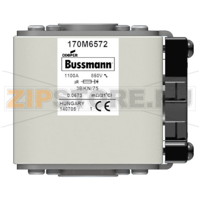 Предохранитель, 1800 A, AC 600 В, 200 кА, size 3, 76x92x65 мм, aR, IEC UL Eaton FUSE 1800A 600 