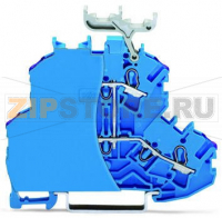 Double-deck terminal block; 4-conductor through terminal block; with end plate; N; with marker carrier; suitable for Ex i applications; internal commoning; conductor entry with violet marking; for DIN-rail 35 x 15 and 35 x 7.5; 2.5 mm; Push-in CAGE CLAMP