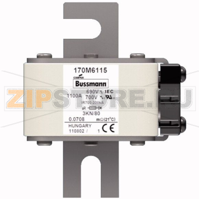 Предохранитель, 1100 A, AC 690 В, 200 кА, 3, 76x92x109 мм, aR, DIN, IEC Eaton FUSE 1100A 690V 3 
