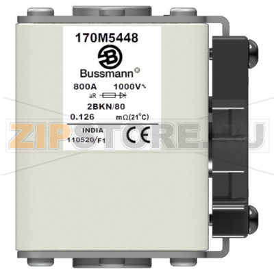 Предохранитель, 800 A, AC 1000 В, 100 кА, size 2, 61x77x81 мм, aR, IEC UL Eaton FUSE 800A 1000 