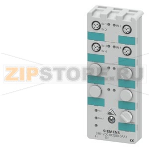 AS-I КОМПАКТНЫЙ МОДУЛЬ K60, ЦИФР., 4I, IP67 4 X 1 ВХОД, 200MA MAX., PNP 2 X M12 СТАНДАРТНЫЕ ГНЕЗДА 2 X M12 ГНЕЗДА Y-II. МОНТАЖНАЯ ПЛАТА 3RK19010CA00 ЗАКАЗЫВАЕТСЯ ОТДЕЛЬНО Siemens 3RK1200-0CQ00-0AA3 