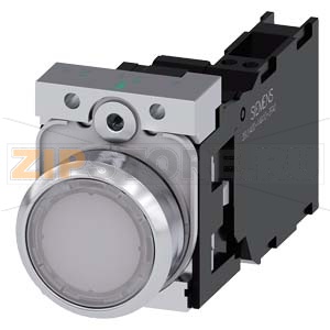 КНОПКА С ПОДСВЕТКОЙ, 22MM, КРУГЛАЯ, МЕТАЛЛИЧЕСКАЯ ГЛЯНЦЕВАЯ, БЕЛАЯ, ПЛОСКАЯ КНОПКА, КОНТАКТЫ МГНОВЕННОГО ДЕЙСТВИЯ, С ДЕРЖАТЕЛЕМ, 1NO+1NC, МОДУЛЬ ПОДСВЕТКИ С ИНТЕГРИРОВАННЫМ СВЕТОДИОДОМ 24V AC/DC,  ПРУЖИННЫЕ КЛЕММЫ, С ГРАВИРОВКОЙ ЛАЗЕРОМ, UPPER AND LOWER C 