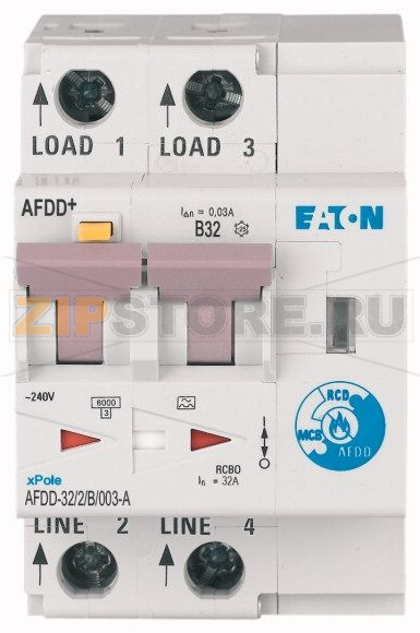 Устройство защиты от дуги, КЗ, токов утечки и перегрузки Eaton AFDD-32/2/B/003-A 