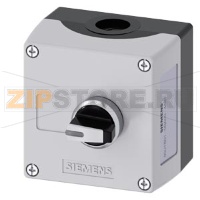 Корпус для командных устройств 22 мм, кругл., материал корпуса: пластмасса, верхняя часть корпуса, цвет: серый, 1 командный пункт, A = рычаг, цвет: черный, металл, 3 положения переключателя, нажатием на кнопку, 1 НО, 1 НО, подключение на пружинных клеммах