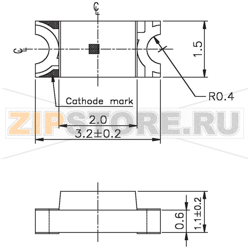 Светодиод, SMD, 1206, желтый, 39 мкд, 140°, 20 мА, 2 В Everlight Opto 